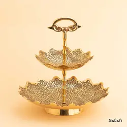 شیرینی خوری برنجی آنتیک دو طبقه مدل کیمیا