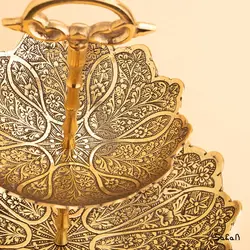 شیرینی خوری برنجی آنتیک دو طبقه مدل کیمیا