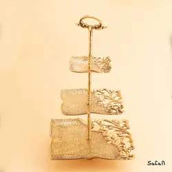 شیرینی خوری برنجی آنتیک سه طبقه مدل شیوا