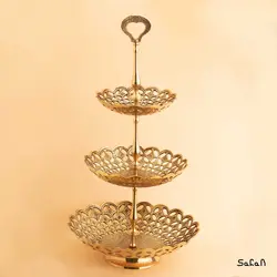 شیرینی خوری برنجی آنتیک سه طبقه مدل ارغوان