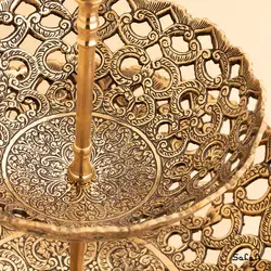 میوه خوری برنجی آنتیک دو طبقه مدل نرگس