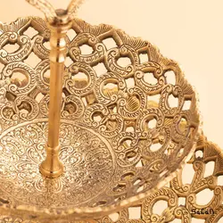 میوه خوری برنجی آنتیک دو طبقه مدل نرگس