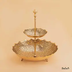 شیرینی خوری برنجی آنتیک دو طبقه مدل سرو