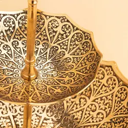 شیرینی خوری برنجی آنتیک دو طبقه مدل سرو