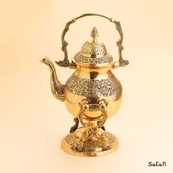 قوری وارمردار برنجی انتیک مدل ارغوان