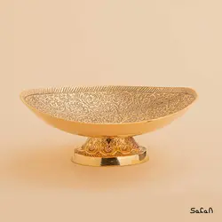 کاسه برنجی طلایی پایه دار مدل سنبل