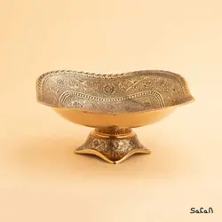 آجیل خوری برنجی طلایی پایه دار مربع