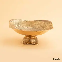 آجیل خوری برنجی طلایی پایه دار مربع