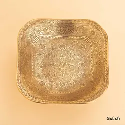 آجیل خوری برنجی طلایی پایه دار مربع