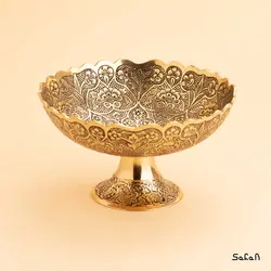 آجیل خوری پایه دار برنجی طلایی دورو مدل هاچ