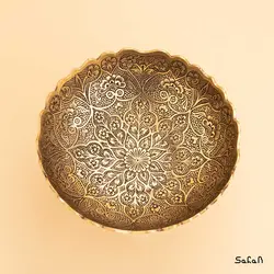 آجیل خوری پایه دار برنجی طلایی دورو مدل هاچ