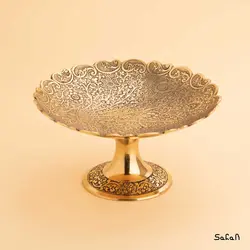 شیرینی خوری برنجی طلایی پایه دار مدل دالبری