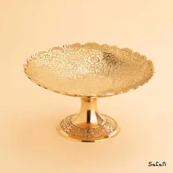 شیرینی خوری برنجی طلایی پایه دار مدل دالبری