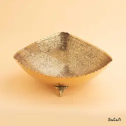 شیرینی خوری برنجی طلایی هندی سه پایه مثلث