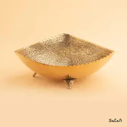 شیرینی خوری برنجی طلایی هندی سه پایه مثلث