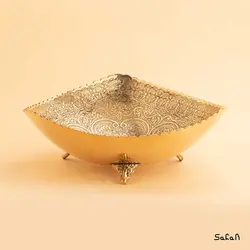 شیرینی خوری برنجی طلایی هندی سه پایه مثلث