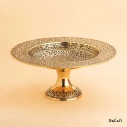 شیرینی خوری برنجی طلایی پایه دار مدل سبو