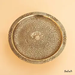 شیرینی خوری برنجی طلایی پایه دار تخت