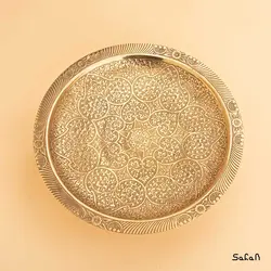 شیرینی خوری برنجی طلایی پایه دار تخت