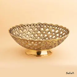 میوه خوری برنجی طلایی مشبک مدل سنبل