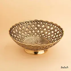 میوه خوری برنجی طلایی مشبک مدل سنبل