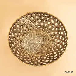 میوه خوری برنجی طلایی مشبک مدل سنبل