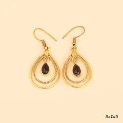گوشواره هندی برنجی حلقه ایی مشکی