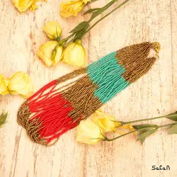 گردنبند و دستبند منجوق سرخابی