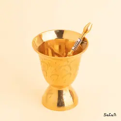 هاون برنجی طلایی قلم زنی مدل گلزار