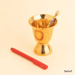 هاون برنجی طلایی قلم زنی مدل گلزار