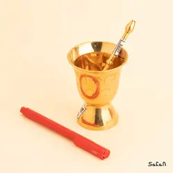 هاون برنجی طلایی قلم زنی مدل گلزار