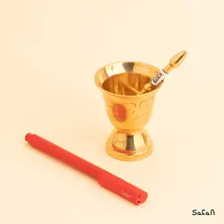 هاون برنجی طلایی قلم زنی مدل گلزار