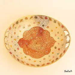 آجیل خوری برنجی میناکاری مدل گل ریز