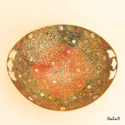 آجیل خوری برنجی میناکاری مدل گل ریز