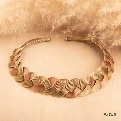 نیم ست برنجی طلایی طرح بافت