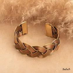 نیم ست برنجی طلایی طرح بافت