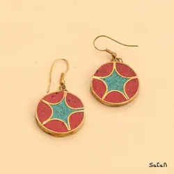 گوشواره هندی قلاب دار دایره رنگی ستاره