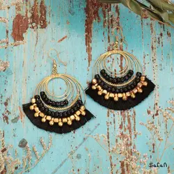 گوشواره هندی حلقه ایی منگوله دار نخی