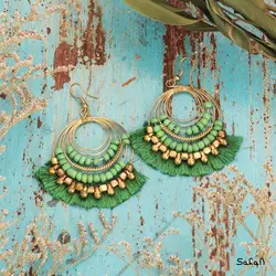 گوشواره هندی حلقه ایی منگوله دار نخی