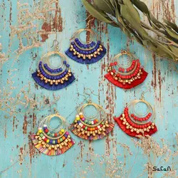 گوشواره هندی حلقه ایی منگوله دار نخی