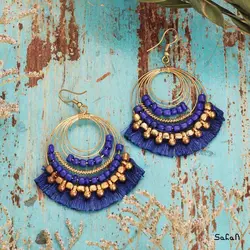 گوشواره هندی حلقه ایی منگوله دار نخی