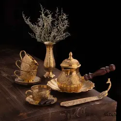 ست قهوه خوری برنجی طلایی کد 031