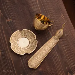 ست قهوه خوری برنجی طلایی کد 031