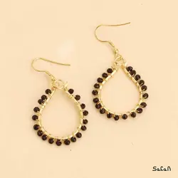 گوشواره مهره ای هندی دایره قلاب دار