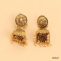 گوشواره هندی لوستری هندی منگوله دار میخی