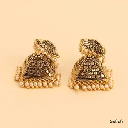 گوشواره هندی لوستری هندی منگوله دار میخی