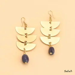 گوشواره هندی لوستری سنگی رنگی دست ساز