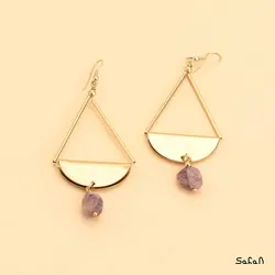 گوشواره سنگی لوستری هندی رنگی