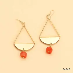 گوشواره سنگی لوستری هندی رنگی