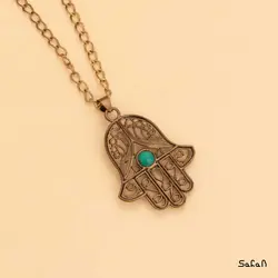 گردنبند هندی فیروزه مدل دست